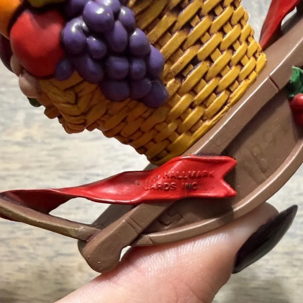 Hallmark 1991 Christmas Welcome Fruit Basket Ornament with Box